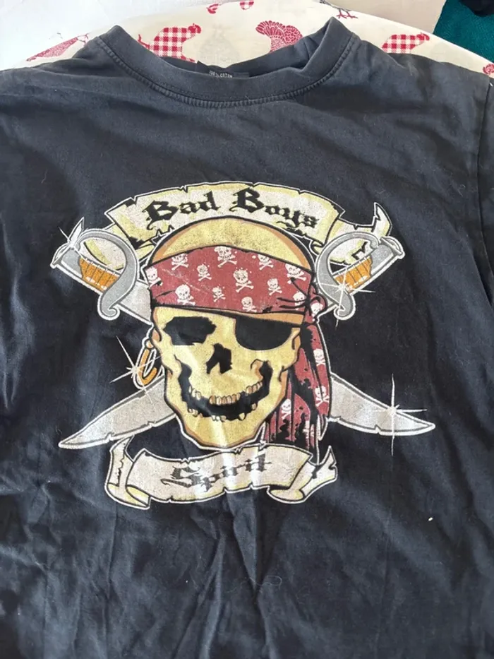 T-shirt noir, pirate pour garçons n°205 - photo numéro 2