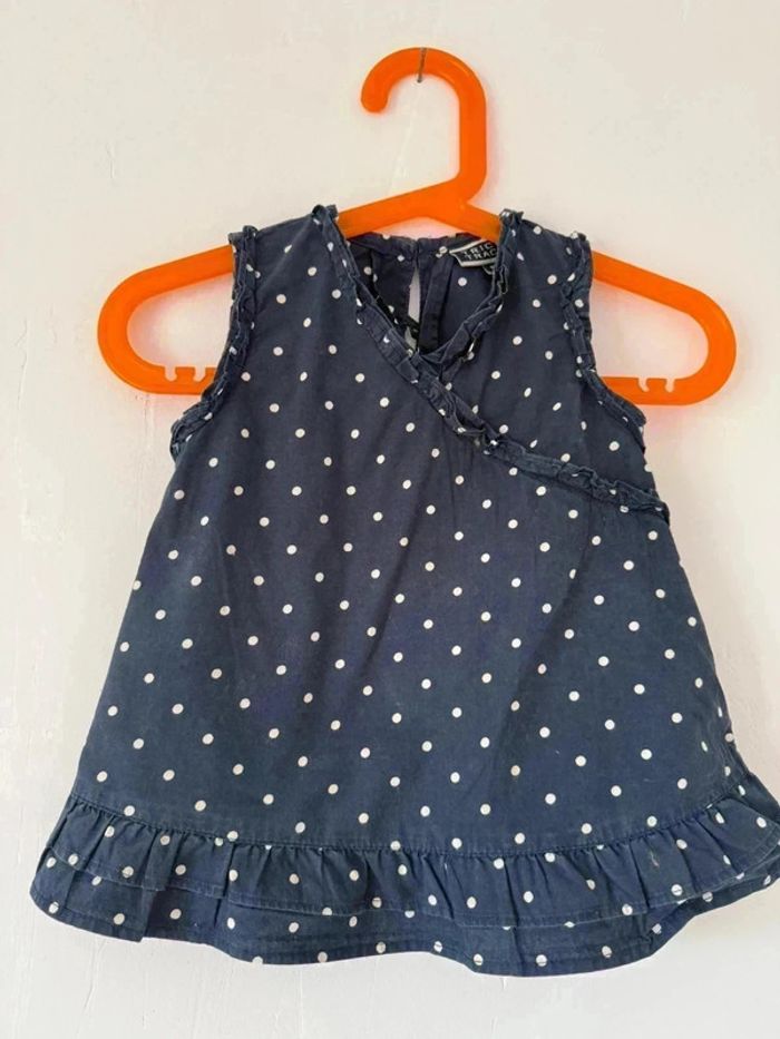 Robe chasuble Tric Trac à pois bleu marine 18 mois (Taille 80)