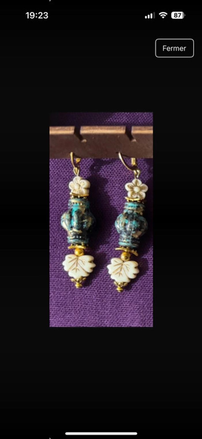 Boucles d’oreilles pendantes lanternes et feuilles d’automne