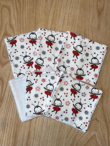 6 lingettes lavables coccinelles 