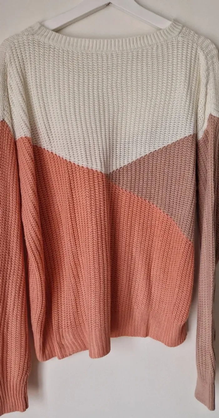 Pull beige/vieux rose/saumon - photo numéro 3