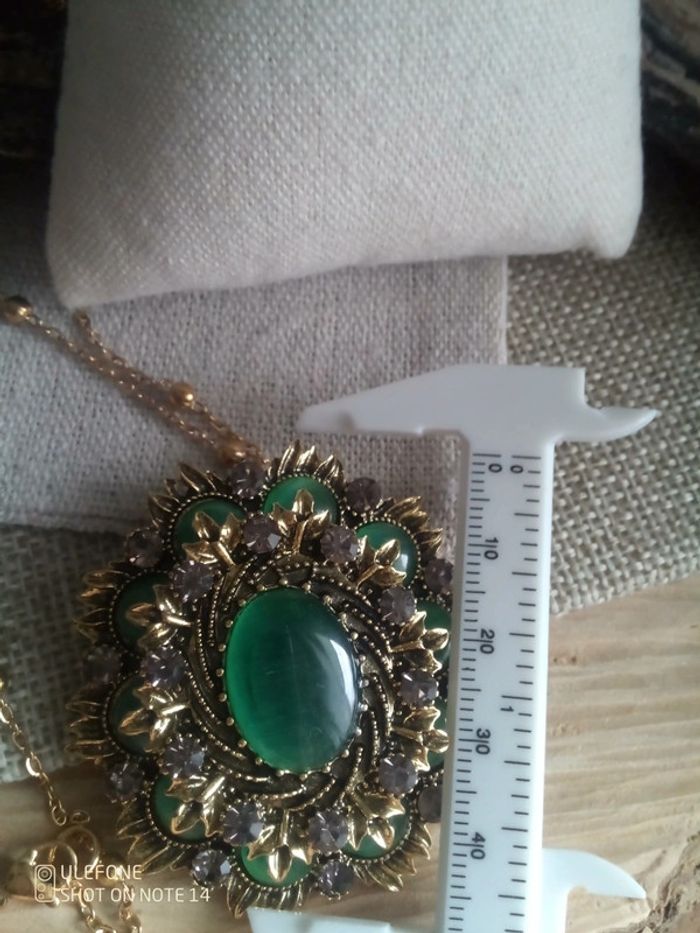 Collier 2 en 1 pendentif broche vintage en pierres naturelles - photo numéro 3