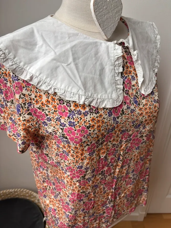 Sublime blouse Balzac Paris modèle Étincelle imprimé fleurs solaires - T38 - photo numéro 4