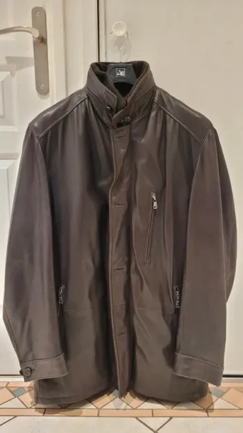 Manteau cuir marron doublure amovible