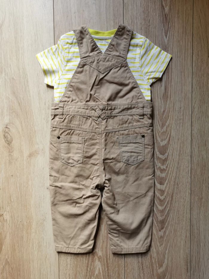 Ensemble salopette beige / t-shirt croco jaune Orchestra 9 mois - photo numéro 5