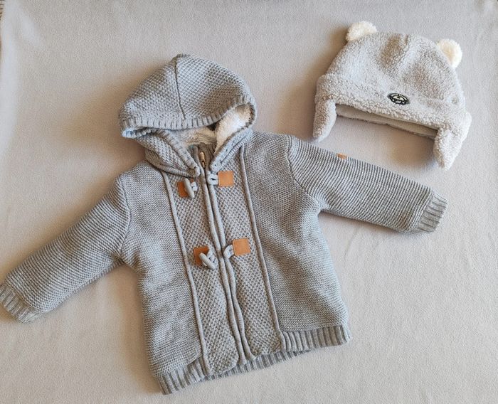 Gilet veste manteau polaire molletonné et bonnet