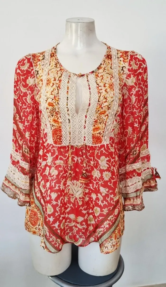 Blouse imprimée bohème rouge hale bob 38 - photo numéro 10