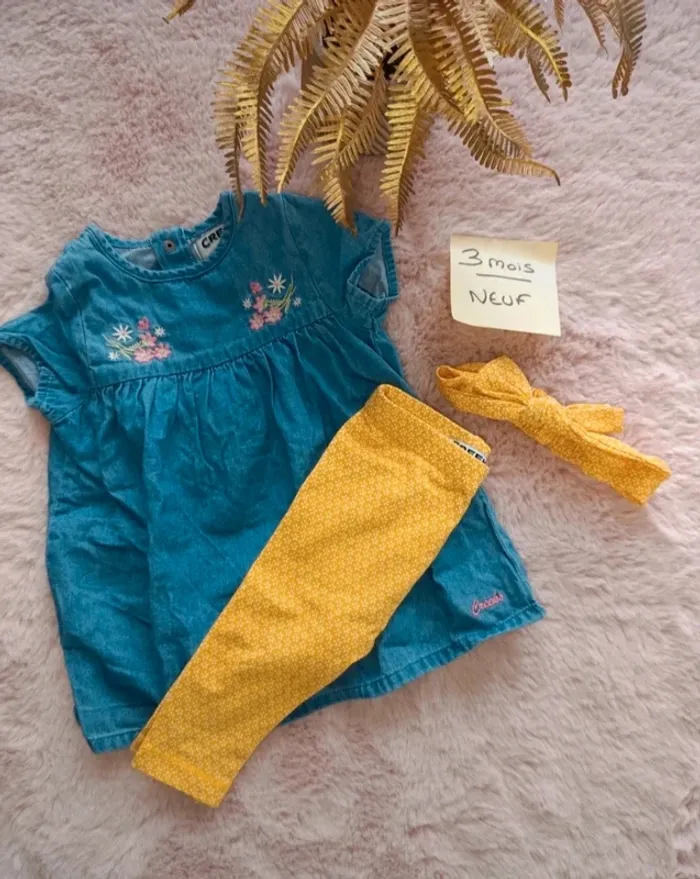 Ensemble robe legging et bandeau  fleurs creeks