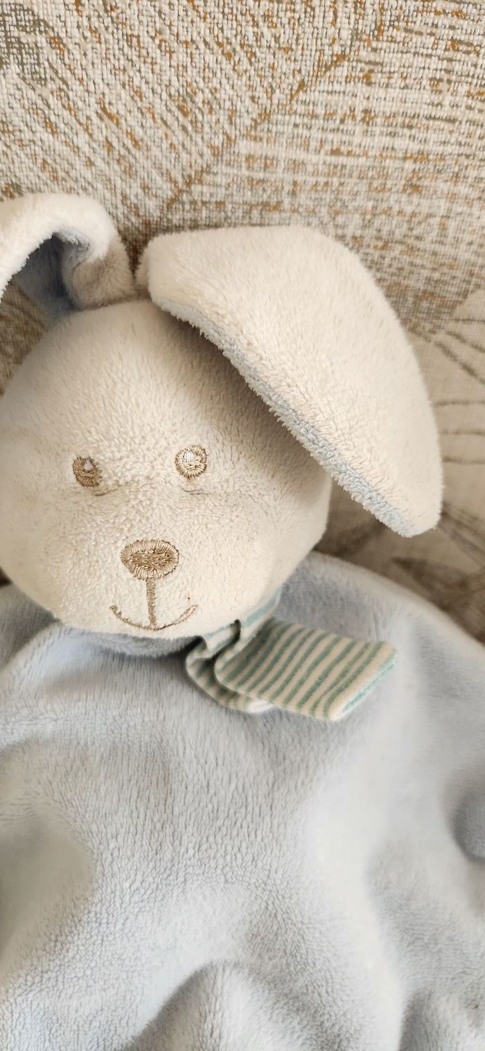 Doudou Lange Bébé Lapin bleu - photo numéro 6