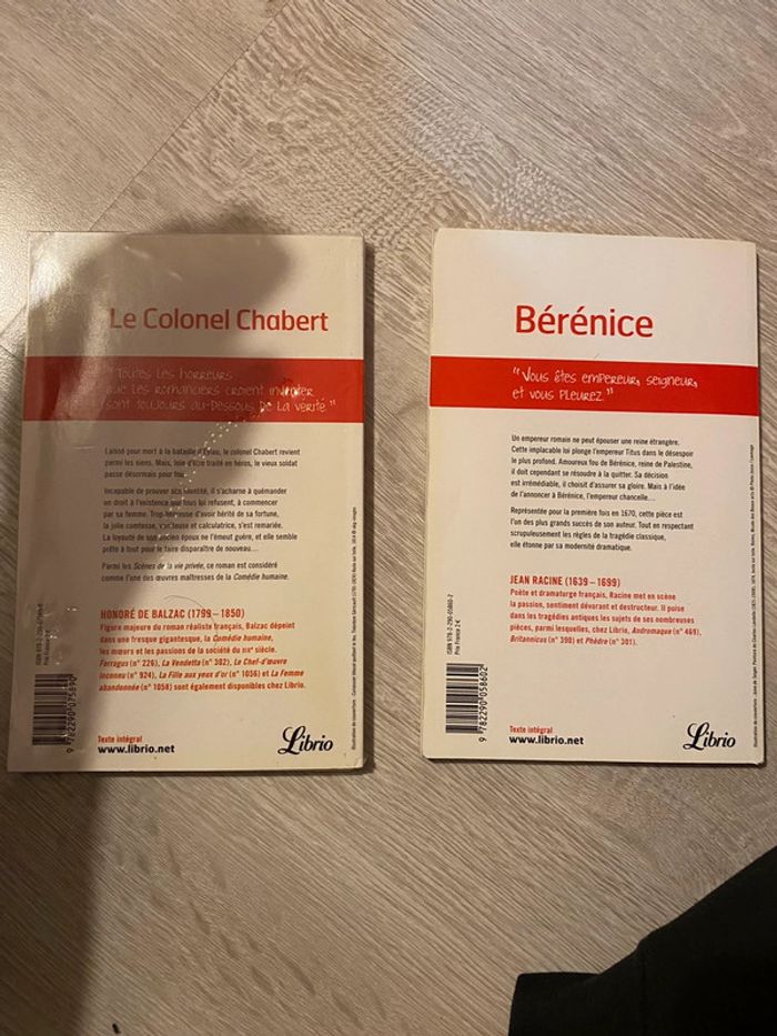 Lot de 2 livres de Jean Racine (Bérénice et colonel chabert) - photo numéro 2