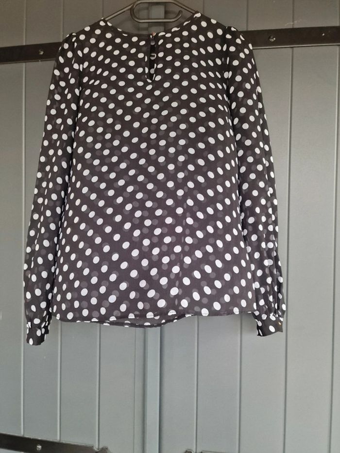 Blouse transparente noir a pois - photo numéro 3