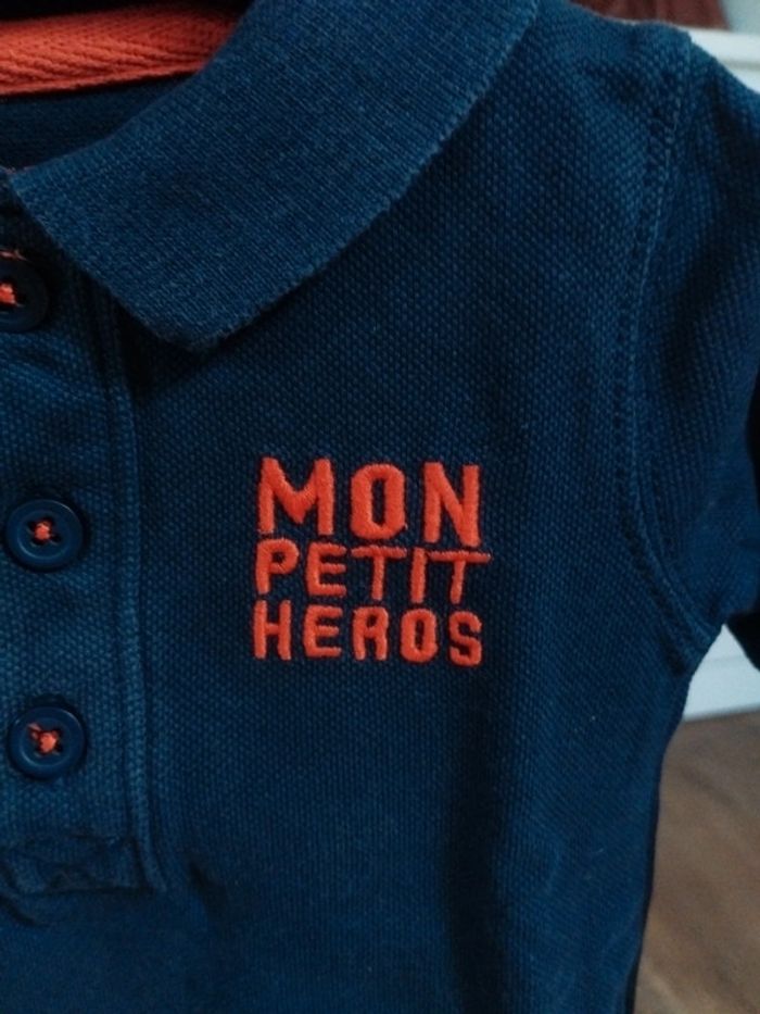 Polo piqué manches longues bébé garçon taille 6 mois - photo numéro 2