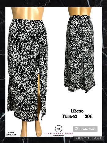 🖤 Jupe longue imprimée noir & blanc Liberto – Taille 42 SOLDÉ -20% 🖤