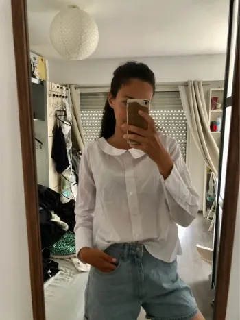 Chemise blanche col rond plissé dans le dos primark