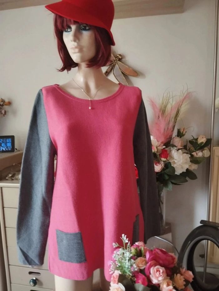 🌿Pull Fin Bicolore en Maille 50% Laine Mérinos Forcier T36/38🌿 - photo numéro 2