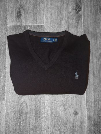Pull Ralph Lauren noir col en V en laine