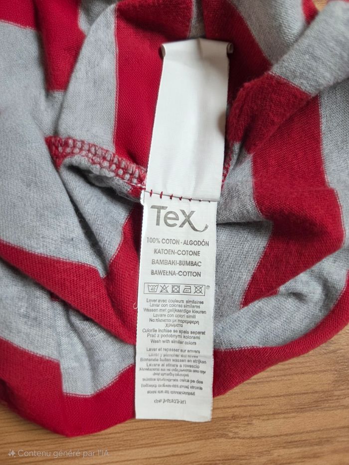 T-shirt manches longues rayé rouge et gris - Tex - 5/6 ans - photo numéro 4