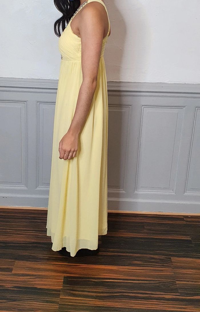robe de soiree mousseline jaune avec strass taille 40 - photo numéro 2