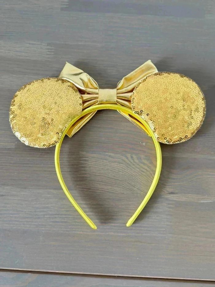 Serre-tête doré à sequins avec nœud - Disney - photo numéro 2
