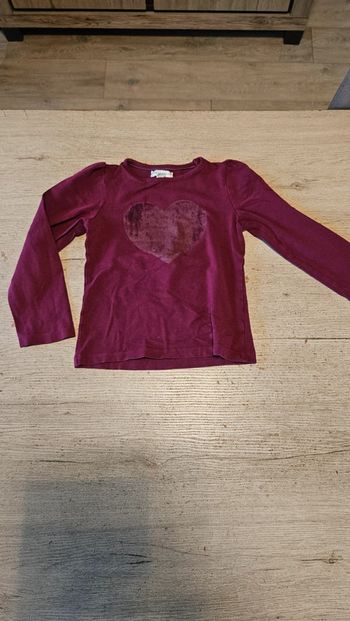 T shirt mauve foncé à manches longues, Vertbaudet, 6 ans, peu mis
