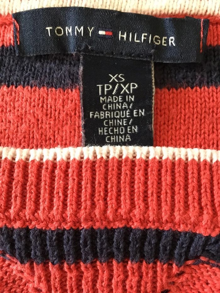 Pull Tommy Hilfiger rayé rouge et marine taille XS 053 - photo numéro 6