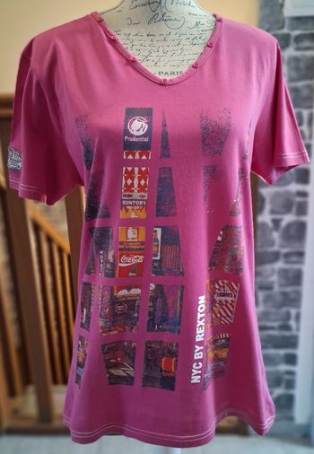 Tee-shirt fuschia imprimé New York
