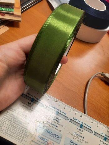 Ruban tissus vert foncé 2.5cm large environs 40m longueur neuf