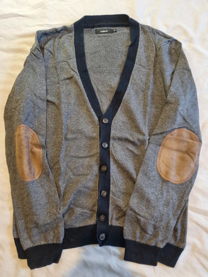 Gilet cardigan Celio gris bleu