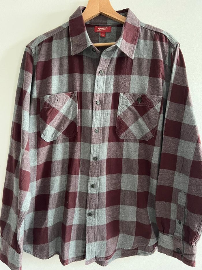 Chemise Arizona Jeans vintage flanelle / coton taille L couleur grise & marron. - photo numéro 2