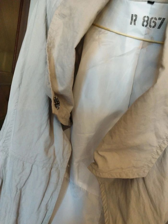 Manteau trench coat beige 58% coton L/40 y2k - photo numéro 5