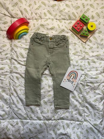 jean slim zara 12/18 mois vert taille réglable