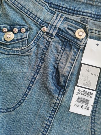 Mini jupe en jean clous et strass Leclerc Taille 36