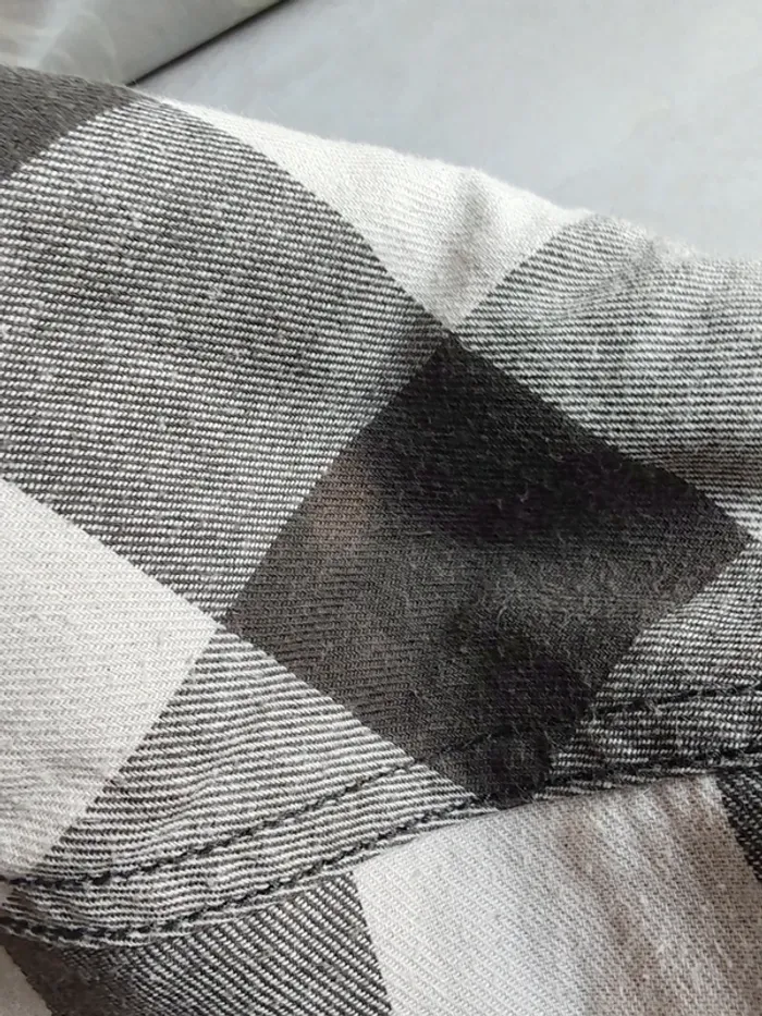 Manteau/veste epaisse molletonnée a carreaux vichy gris blanc - photo numéro 8