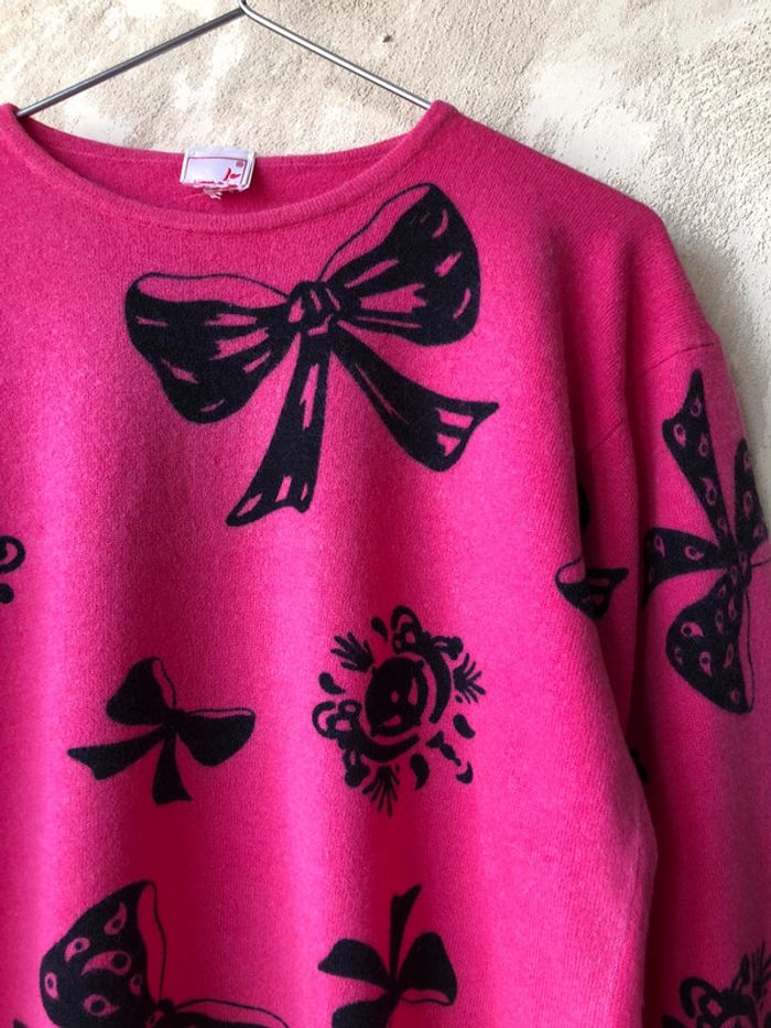 Joli pull rose à motifs vintage M - photo numéro 2