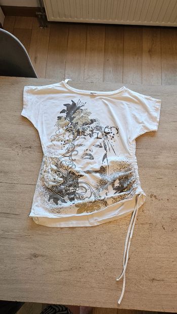 T shirt blanc épais à manches courtes élastique, Casual Clothing, XL