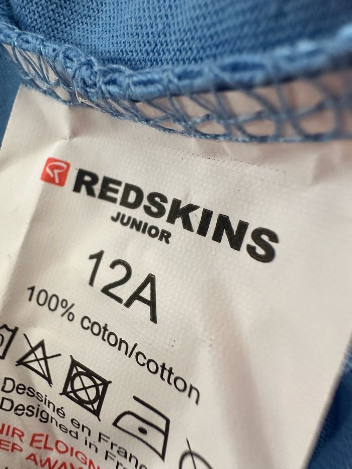 T-shirt manches courtes Redskins junior 12 ans bleu /orange neuf avec étiquette - photo numéro 4