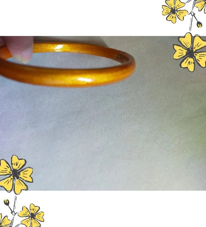 Bracelet jonc vintage émail orange nacré – esprit rétro chic - photo numéro 4