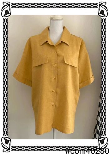 Blouse Manches Courtes Jaune Moutarde Taille 44