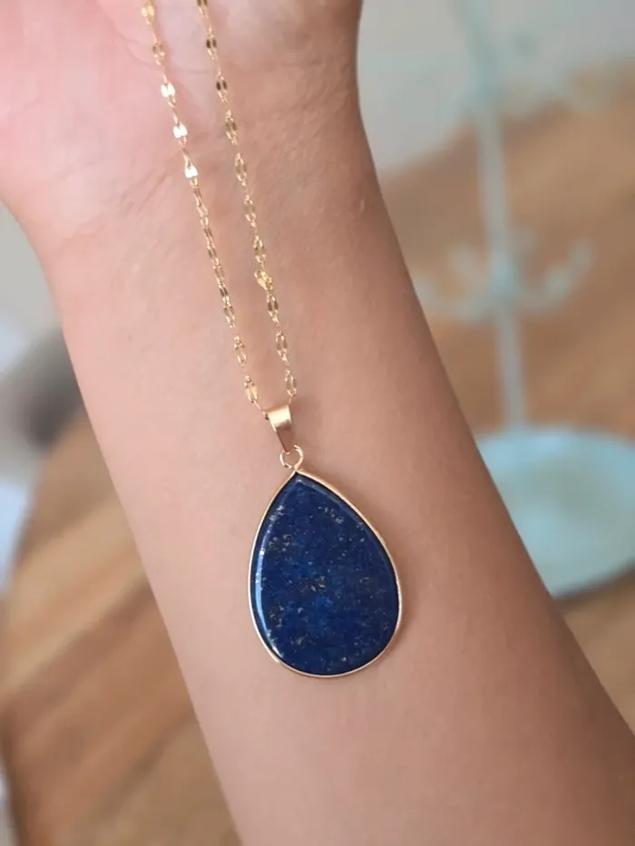 Collier lapis lazuli et acier - photo numéro 3