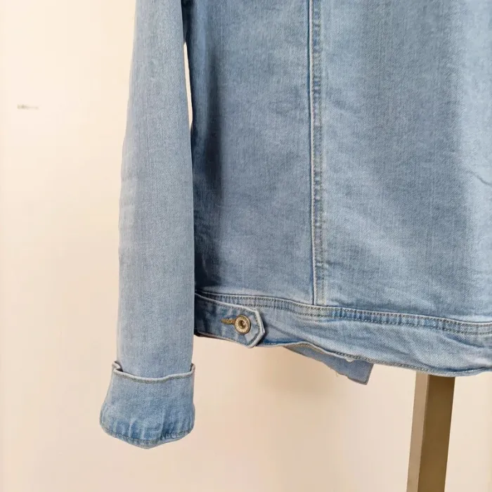 Veste en jean bleu clair style casual taille L (40) coupe droite A1081 - photo numéro 7