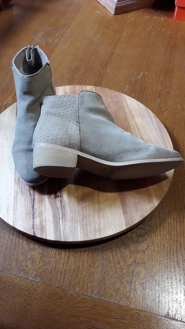 Bottines daim véritable beige - photo numéro 2