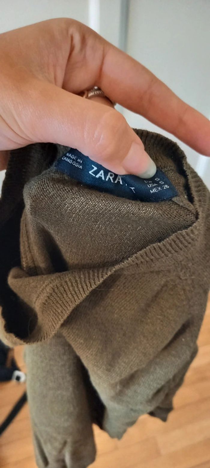 Pull t-shirt manches 3/4 Zara kaki 36 - photo numéro 5