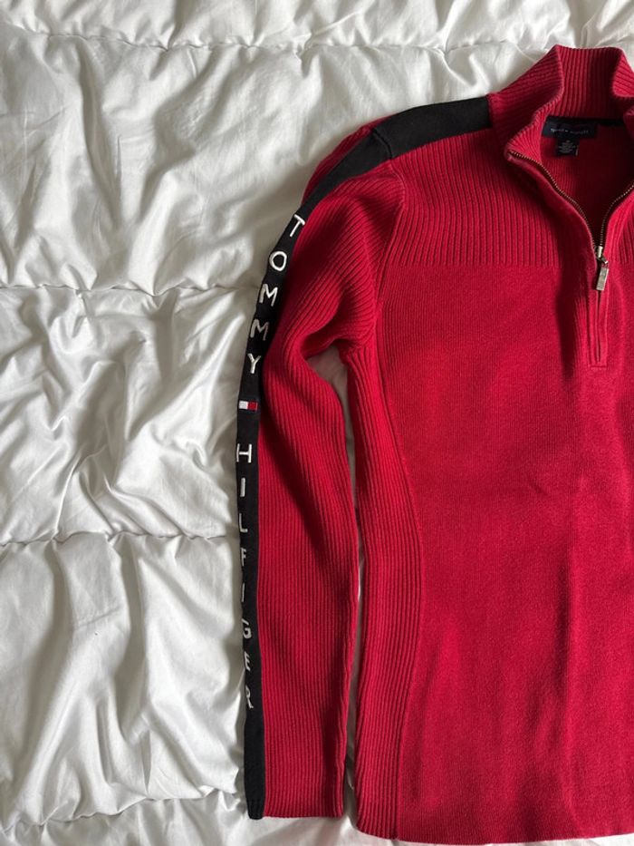 Pull zippé Tommy Hilfiger rouge femme - Taille M - photo numéro 3