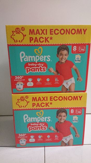 116 couche taille 8  Pampers  pants lot de 2 cartons