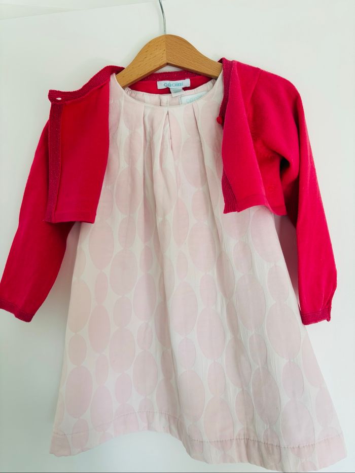 Ensemble robe + boléro tons rose 2a - 86cm - photo numéro 3