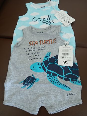 lot 2 barboteuses combishort sans manches garcon nightwear 54 cm 1 mois