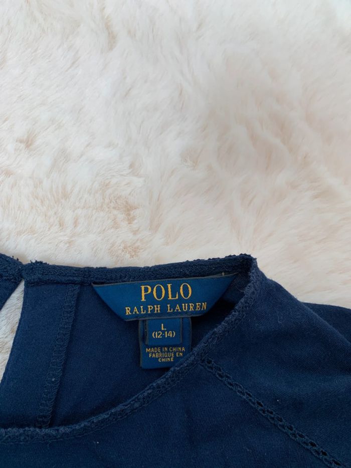 Blouse à volant  marine 12/14 ans - photo numéro 2