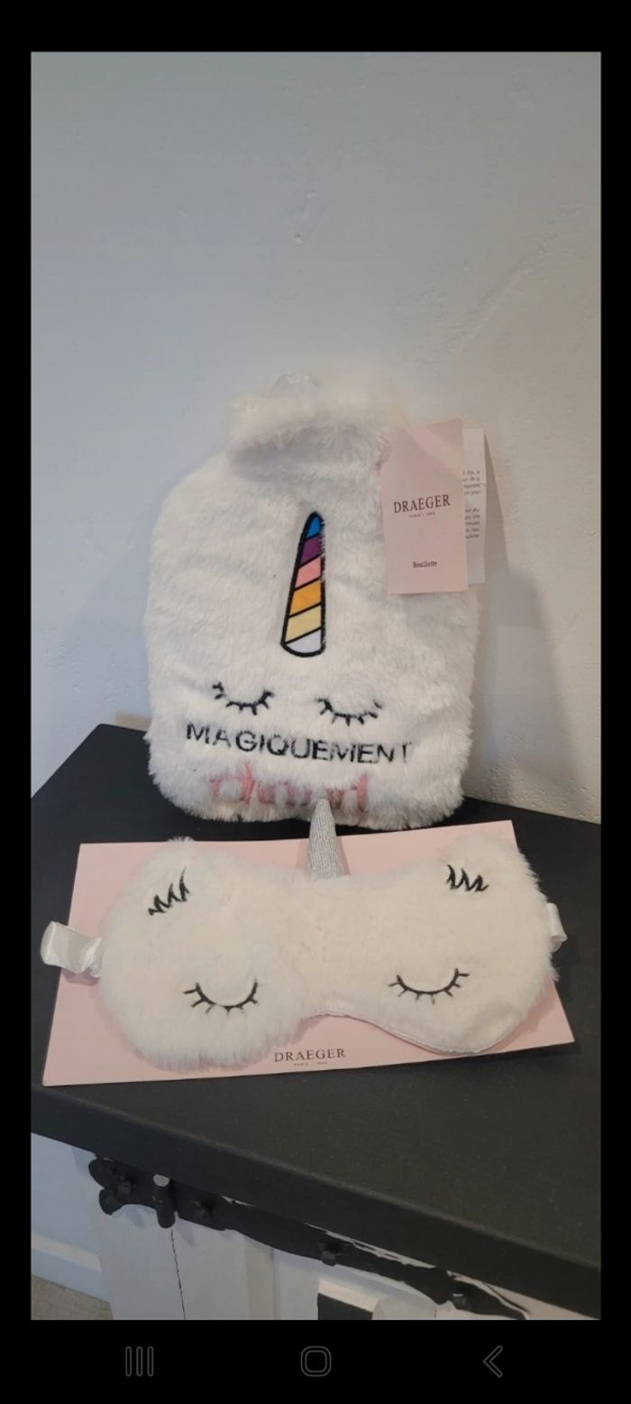 Bouillotte et masque de nuit Neufs