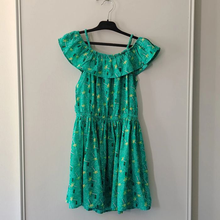 Robe verte imprimé palmiers 8 ans - photo numéro 2
