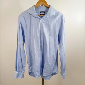 Chemise bleu ciel coton motif chevrons Café Coton Paris taille 40/41 A1302